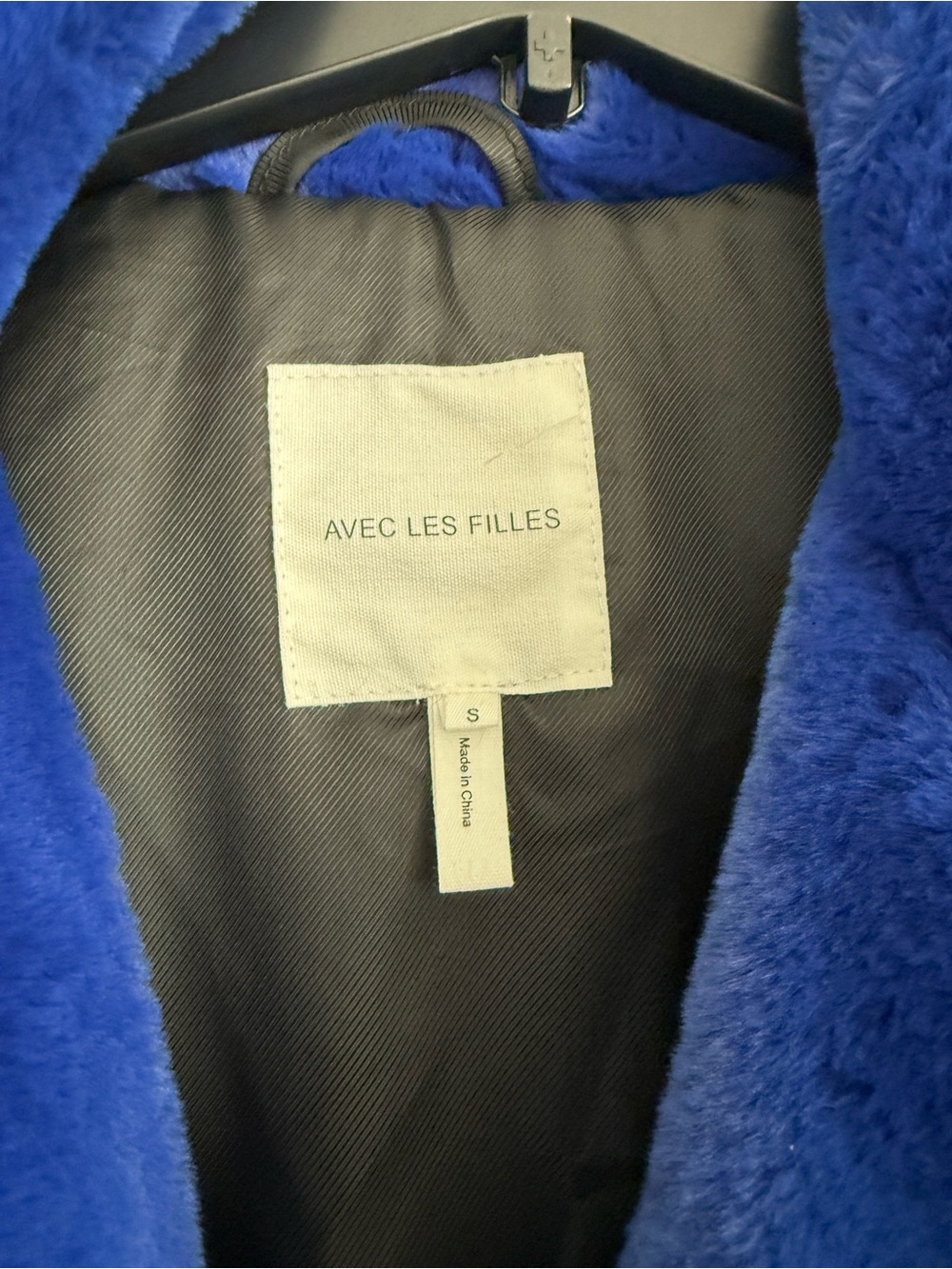 Avec Les Filles Elegant Cobalt Blue Faux Fur Coat - Picture 2 of 4